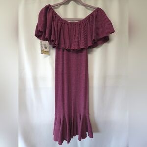 Purple Ruffled Off-Shoulder Dress